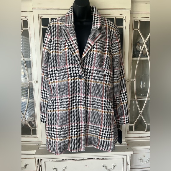 Sebby Collection Jacket- White/Black Multi with Pockets - Size XL